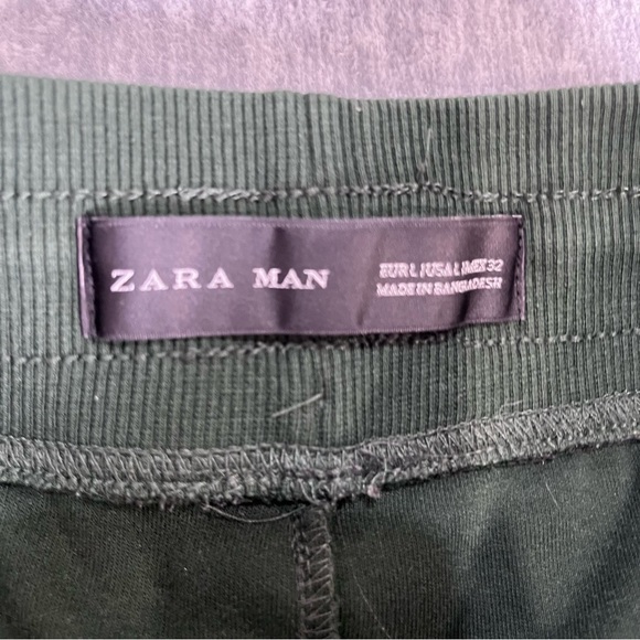 Zara Men Green and Black Joggers with Elastic Waistband size 32 - Picture 4 of 7